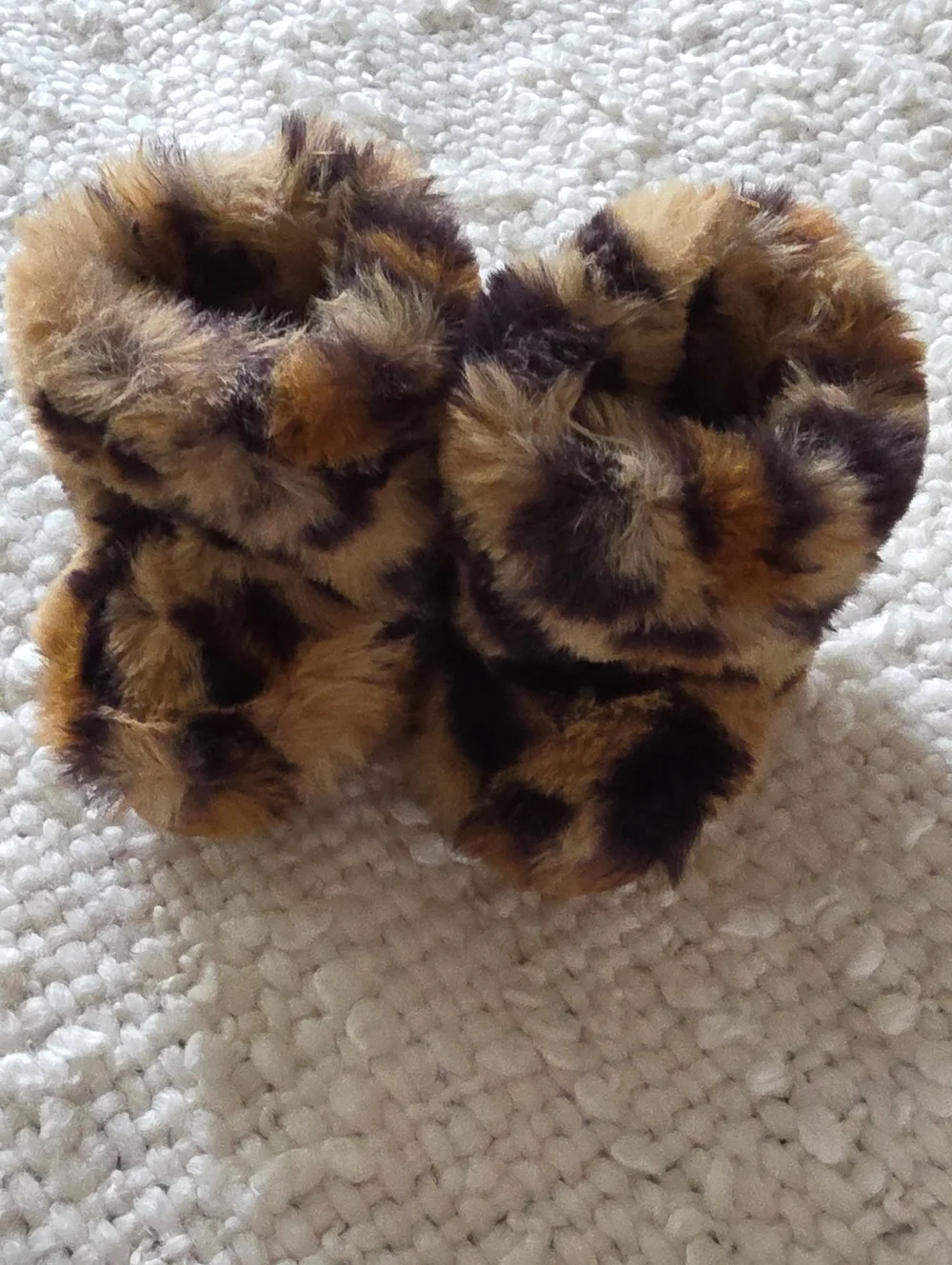 H&M Faux Fur Leopard-Print Baby Booties - Brown sz 14-15